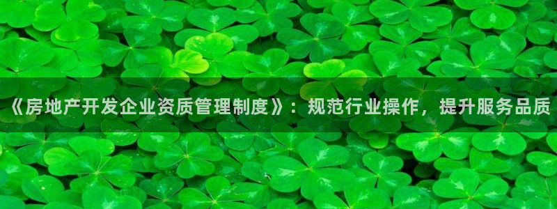 新宝5电脑：《房地产开发企业资质管理制度》：规范行业操作，提